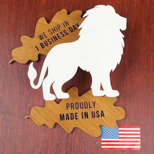 Lion Wooden Cutout for DIY Crafts – Cartoon Unpainted Plywood Animal Shape for Safari Nursery, Painting Projects or Kids Decor