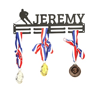 Hockey Medal Hanger - Custom Wall Decor with Shelf for Sports Awards and Personal Items