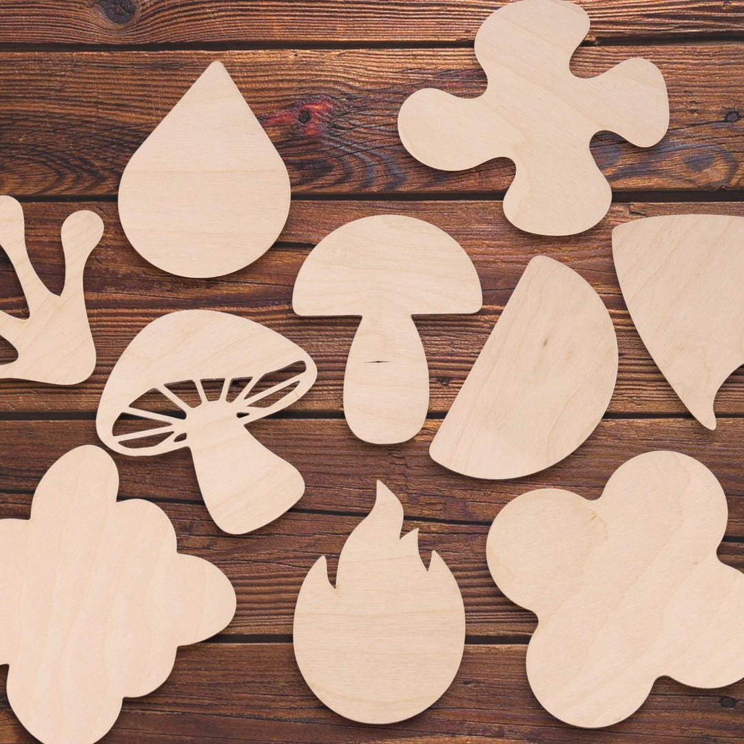 Simple Cutouts Unfinished Simple Nature Shapes | DIY Wooden Cloud, Drop, Fire & Icon ...