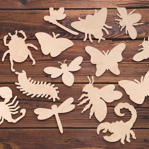 Unfinished Insect Plywood Cutouts | DIY Bug Wood Shapes for Kids Crafts, Nature Projects, Painting & Educational Use