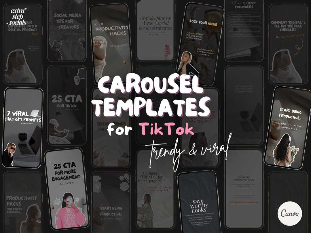 Tiktok Carousel Templates for Coaches | Editable Canva Kit | Viral ...