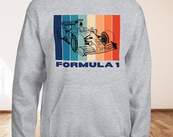 Retro Formel 1 Unisex Hoodie – F1 Racing Car Graphic Sweatshirt – Vintage Motorsport Custom Design – Rasse Fanbekleidung