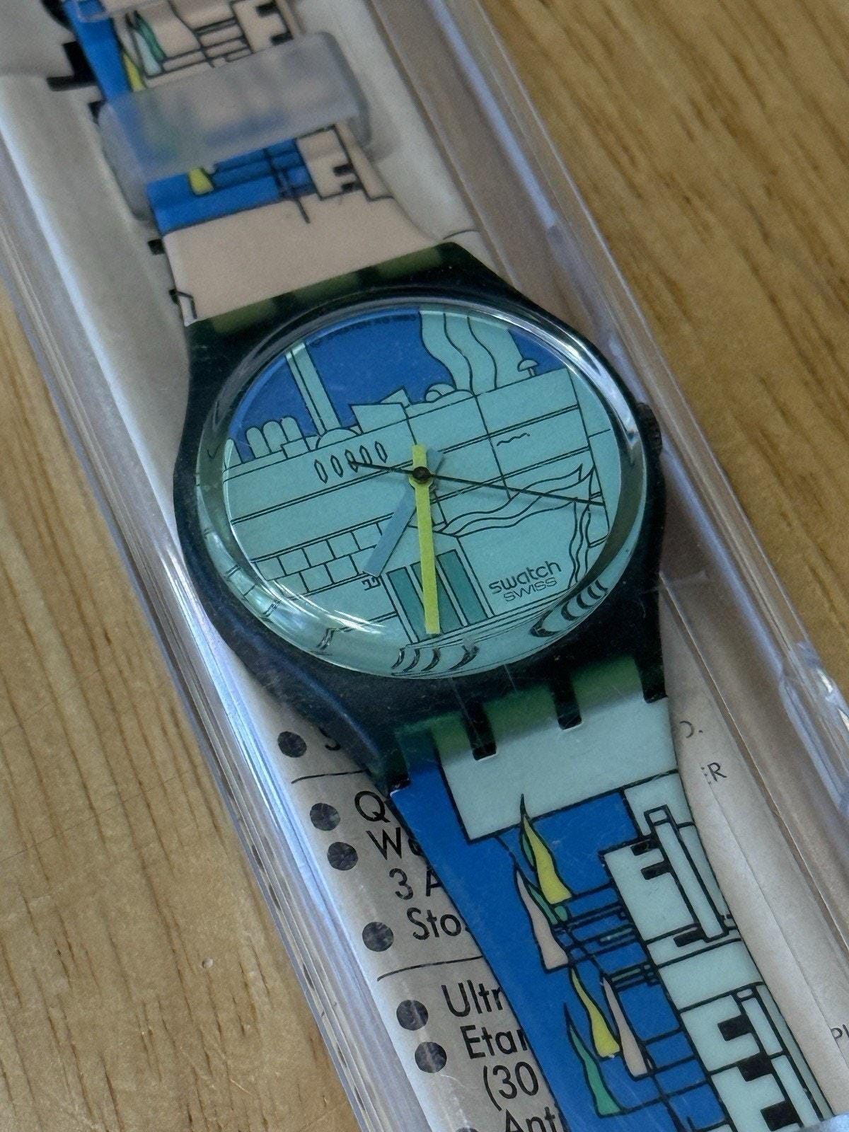 NEW Swatch Watch METROSCAPE w/Case & Face Cover Vintage display picture 3