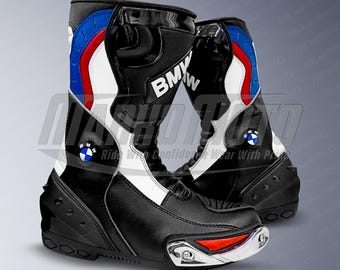 BMW Motorrad Leather Racing Boots, Motorcycle Boots, Custom Design