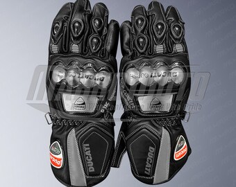 ドゥカティ モーターサイクルレザーレーシンググローブ、ナックル