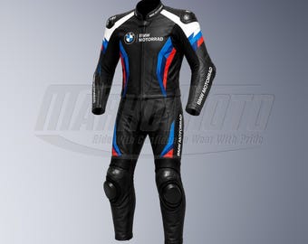 BMW Motorrad Motorcycle Leather Race Suit, Removable Protections, Custom Fit