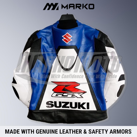スズキGSX-R用レザーモーターサイクルレーシングジャケット：牛革
