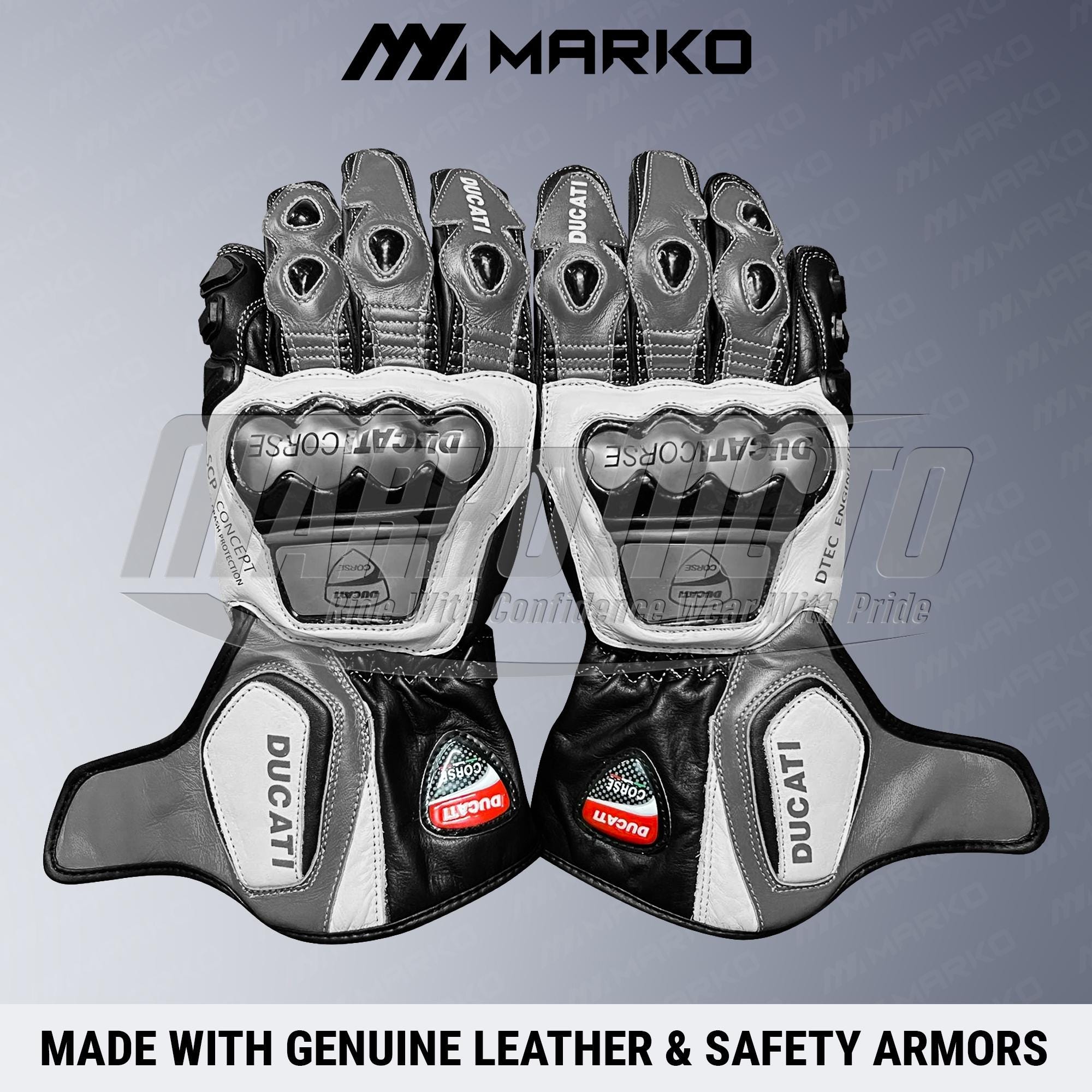 ドゥカティ モーターサイクルレザーレーシンググローブ、ナックル
