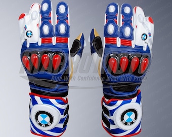 BMW Motorrad Racing Lederhandschuhe, gepanzerte Bikerhandschuhe