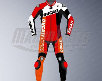 Ducati Corse Leather Motorcycle Suit: Cowhide & Kangaroo Racing Suit