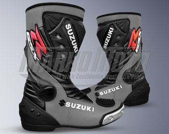 Suzuki GSX-R Leather Racing Boots: Enhanced Ankle Support