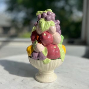 Vintage Fruit Topiary Centerpiece – Hand-Painted Ceramic Arrangement – Cottagecore Kitchen or Dining Table Decor