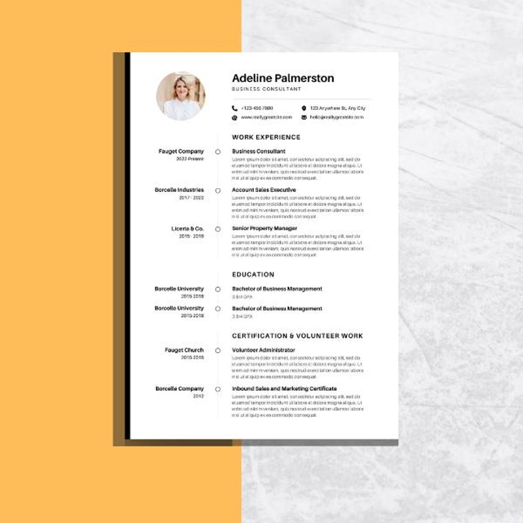 Modern Resume Template | ATS Friendly CV | Editable Canva, Word, Google ...
