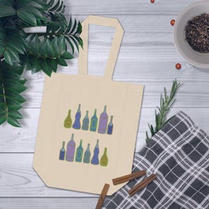 Playful Wine Tote Bag, Eco-Friendly Canvas Double Bottle Tote, Decorative Bottle Holder, Unique Gift for Wine-Lovers, Cute Bottle Tote