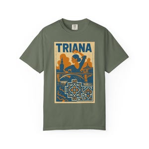 Unisex Garment-Dyed T-shirt with Triana Design, Vintage Style Tee, Casual Wear, Gift for Travelers, Summer Outing, Artistic Shirt image 2