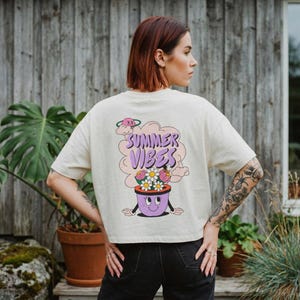 Summer Vibes Flower Pot Tee | Women's Boxy Tee