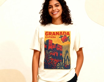 Granada Spain Graphic Tee, Vintage T-Shirt, Travel Souvenir Shirt, Unisex Summer Apparel, Stylish City Pride Top