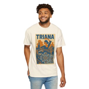 Unisex Garment-Dyed T-shirt with Triana Design, Vintage Style Tee, Casual Wear, Gift for Travelers, Summer Outing, Artistic Shirt image 11