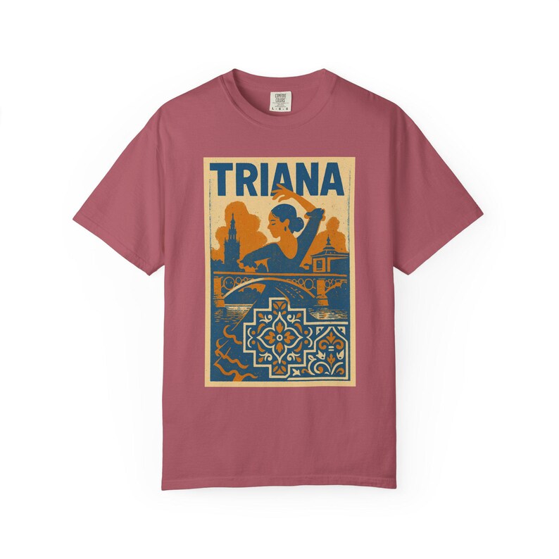 Unisex Garment-Dyed T-shirt with Triana Design, Vintage Style Tee, Casual Wear, Gift for Travelers, Summer Outing, Artistic Shirt image 10