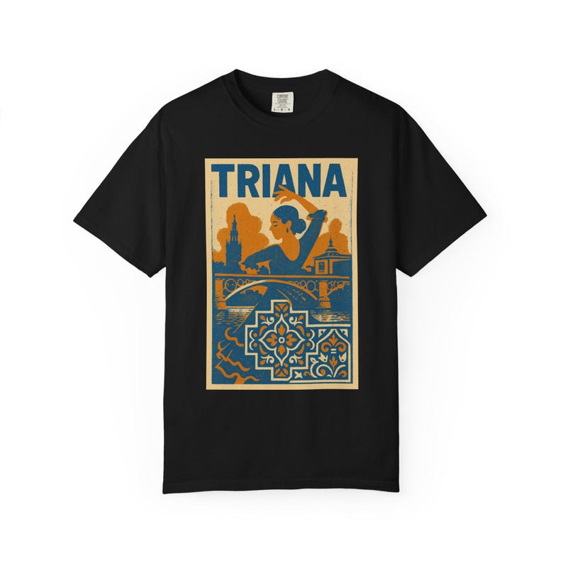 Unisex Garment-Dyed T-shirt with Triana Design, Vintage Style Tee, Casual Wear, Gift for Travelers, Summer Outing, Artistic Shirt image 7