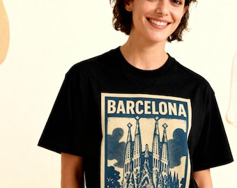 Barcelona Vintage Graphic T-shirt | Unisex Casual Tee for Travel Lovers, Gift for Friends, Summer Wear, City Souvenir, Cool Retro Design