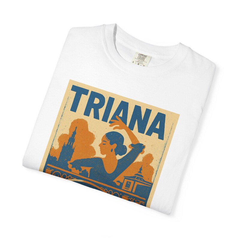 Unisex Garment-Dyed T-shirt with Triana Design, Vintage Style Tee, Casual Wear, Gift for Travelers, Summer Outing, Artistic Shirt image 4