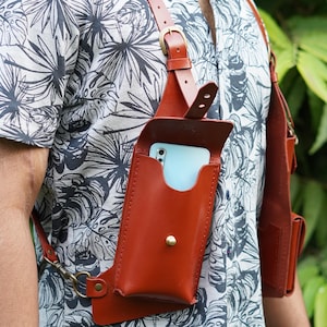 Genuine Leather Holster Bag | Leather Shoulder Holster Bag | Leather Festival Bag Burning Man Holster | Leather Harness Bag | Gift for Him