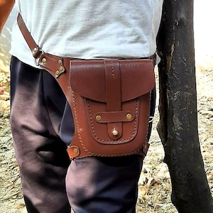 100% Genuine Leather Hip Belt Pouch | Leather Belt Bag | Festival Belt Pouch | Leather Bum Bag | Small Belt Purse | Gifts for Him