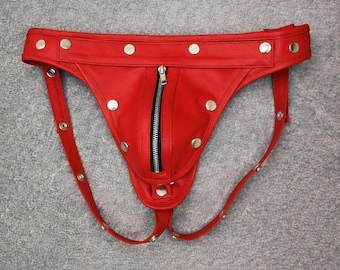 Men Leather Jockstrap — Devil Costume Jockstrap for Halloween