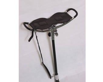 Leather Hunting Seat with Adjustable Height, Genuine Cowhide Stool for Comfort