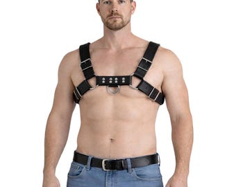 Men’s Leather Chest Harness Belt with Adjustable Straps – Clubwear Costume Accessory