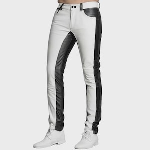 Men&#39;s Black Leather Trousers – Double Zip Biker Pants | Handmade Cowhide | Motorcycle Gear | Fetish Clubwear | Stylish & Durable Fit