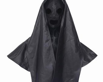 Leather Nun Mask Full Head Gear Hood Adult Horror Play Costume Medieval Style Mature