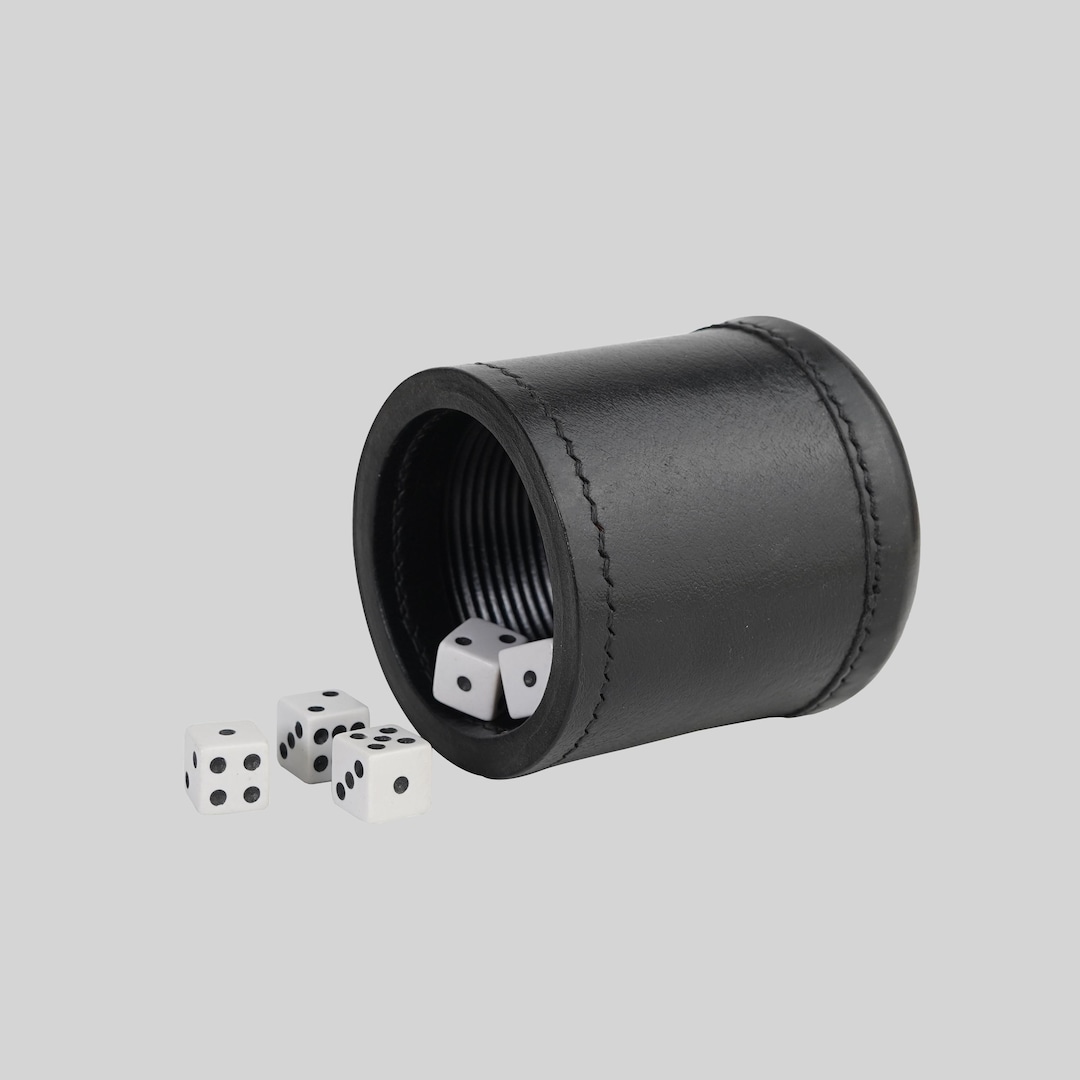 Handmade Leather Dice Cup With 5 Dice Ribbed Interior Etsy