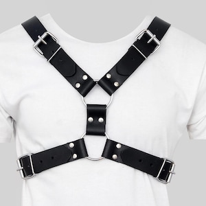 Men’s Real Leather Chest Dog Harness | Adjustable Gay Shoulder Strap Belt | Fetish Clubwear Harness for Him