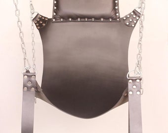 Leather Sex Swing with Pillow & Stirrups, Genuine Cowhide Design for Comfort