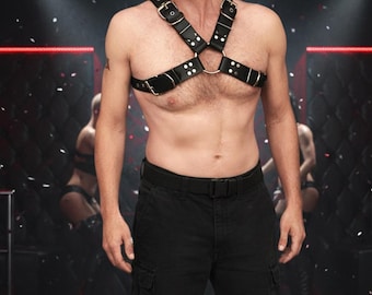 Handmade Leather Chest Harness: Adjustable Straps, Festival Outfit