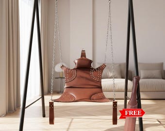 Leather Sex Swing for Couples Play with Leather Paddle Adult Bondage Sex Sling Erotic Sex Furniture BDSM Adult Sex Sling Mature