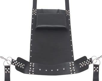 Leather Sex Swing, Adjustable Sex Sling with Stirrups for Couples