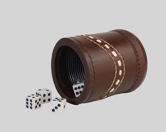Handmade Leather Dice Cup with Ribbed Interior – RPG Dice Roller