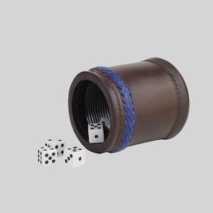 Handmade Dice Roller for DnD | Genuine Leather Dice Cup with 5 Dice , Yahtzee, Tabletop Games | Gift for Him | Game Night Accessories