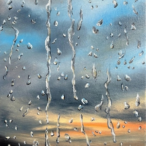 Gotas de chuva ao pôr do sol, chuva na janela, fotos do pôr do sol