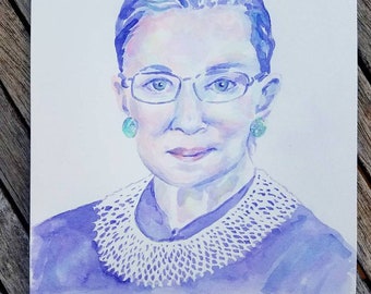 Ruth Bader Ginsburg RBG: Feminist Inspiration - Print of Original Watercolor Painting