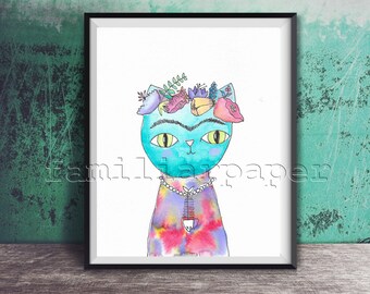 Frida Catlo - Print of Original Watercolor Painting