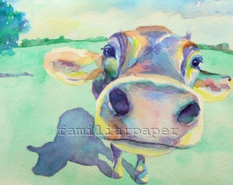 Curious Cow: Print of Original Watercolor Painting