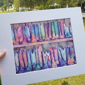 Boot Store: print of my original watercolor painting of cowboy boots