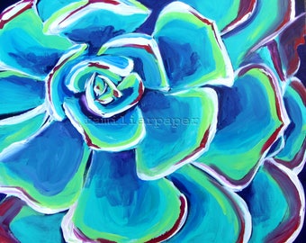 Succulent Echeveria - Print of Original Acrylic Painting