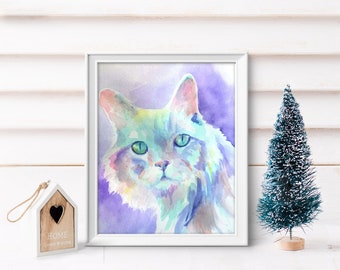 Custom Pet Cat Watercolor Painting - The Perfect Gift!