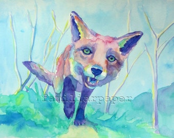 Fox on the Prowl: Print of Original Watercolor