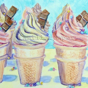 Soft Serve Ice Cream: Print of Original Watercolor Painting